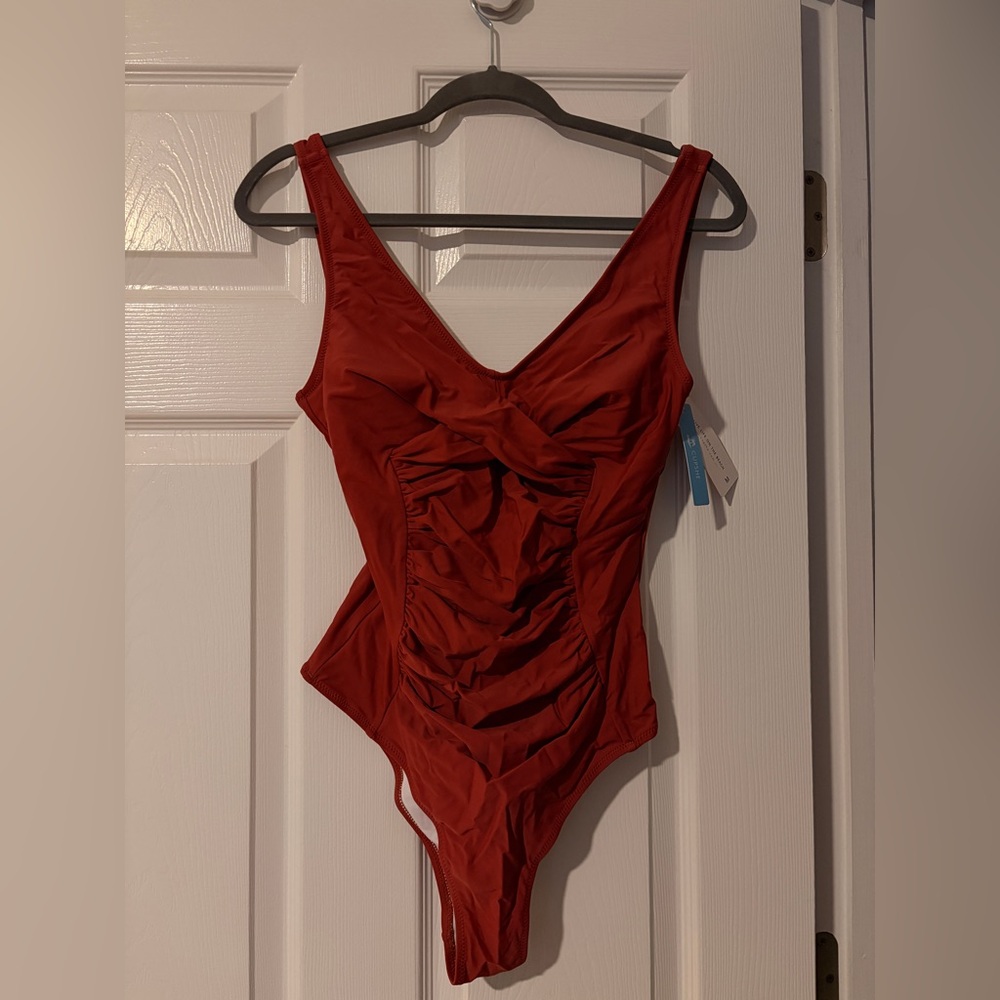 CUPSHE Rust Ruched One-Piece Swimsuit